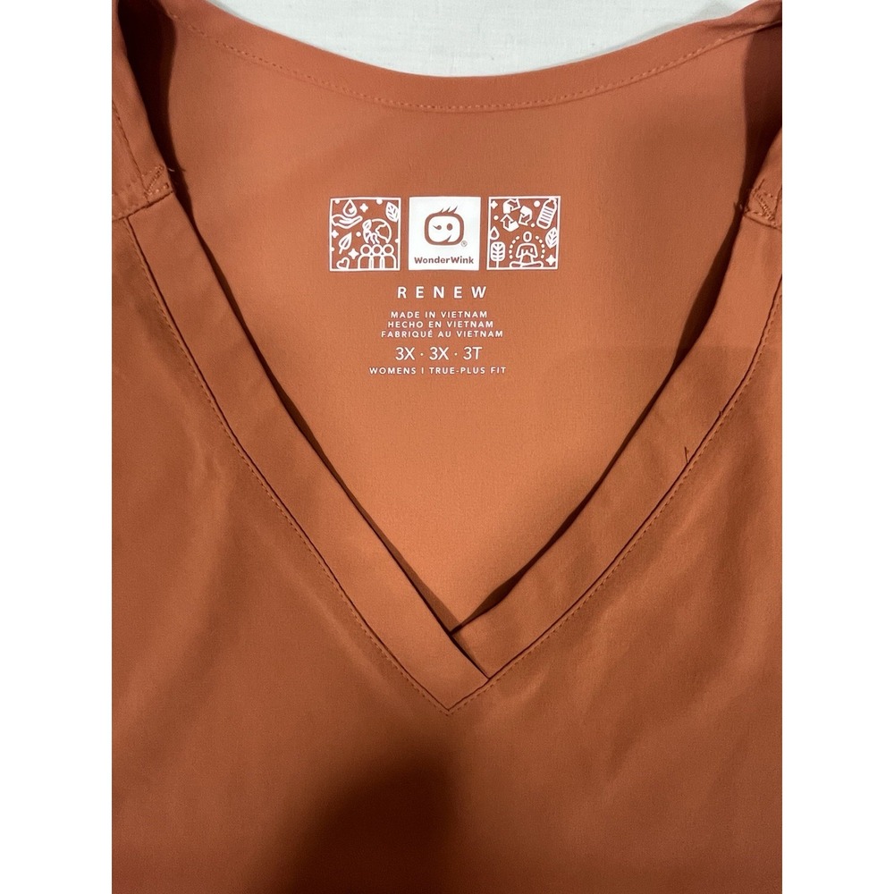WonderWink Renew 3X Women's Scrub Top Harvest Orange V-Neck Medical Nursing Plus - Picture 2 of 11